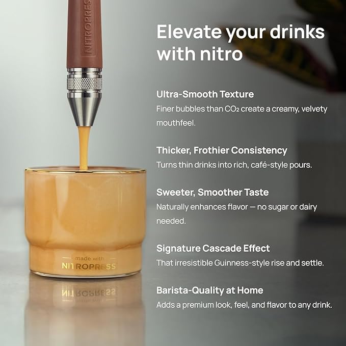 NitroPress Pure N₂ Nitrogen Cartridges - (NOT FOR WHIPPED CREAM) 10, 20, 30, 40, 360 Food-Grade Nitrogen Chargers for Nitro Cold Brew Coffee, Cocktails, Tea, Matcha | Use with Original NitroPress