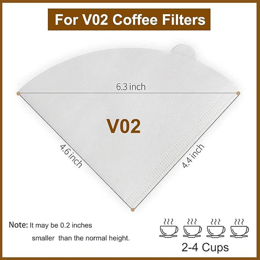 Clinuse Cone Coffee Filters #2, 200 Count White Size 02 Coffee Filter, Disposable Natural Paper Filters 2-4 Cup, 02 Cone Filters for Pour Over and Drip Coffee Maker