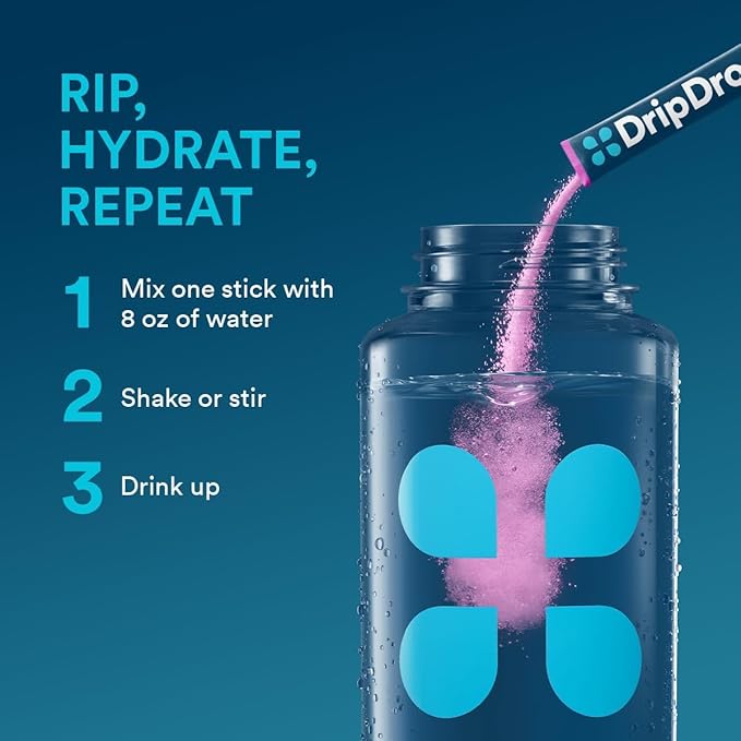 DripDrop Hydration Packets - Bold Variety Pack - Single Serve Electrolytes Powder Drink Mix - Watermelon, Berry, Lemon, Orange - Non-GMO, Gluten Free, Vegan - 16 Sticks