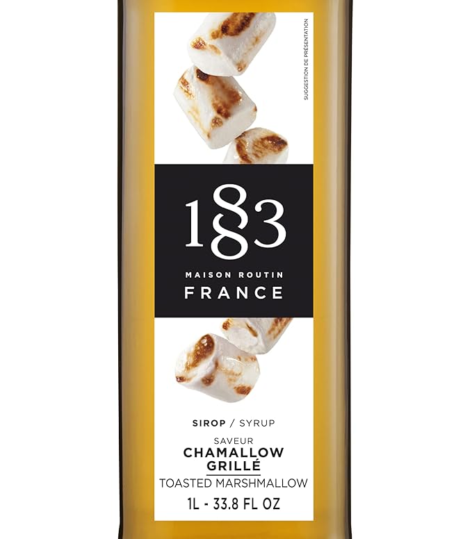 1883 Toasted Marshmallow Syrup for Drinks – Premium French Flavoring Syrup, 1 Liter Glass Bottle – Perfect for Coffee, Lattes, Hot Chocolate, and Desserts