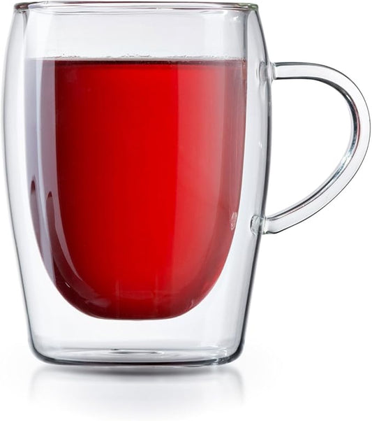 CAFÉ BREW COLLECTION Double Wall Insulated Glasses Espresso Mugs (Set of 2) -10.5oz Coffee Cup Set, Dishwasher Safe