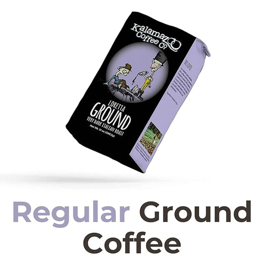 KALAMAZOO COFFEE COMPANY Loretta Ground Coffee - Very Dark Italian Roast | 12oz Bag (1 Pack)
