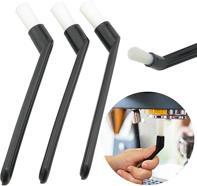 3PCS Coffee Machine Cleaning Brush Semi Automatic Bent Nylon Bristle Brush 25x10mm/0.98 x 0.39 inches Cleaning Brush Used for Coffee Grinders Milk Frothers Soy Milk Machines