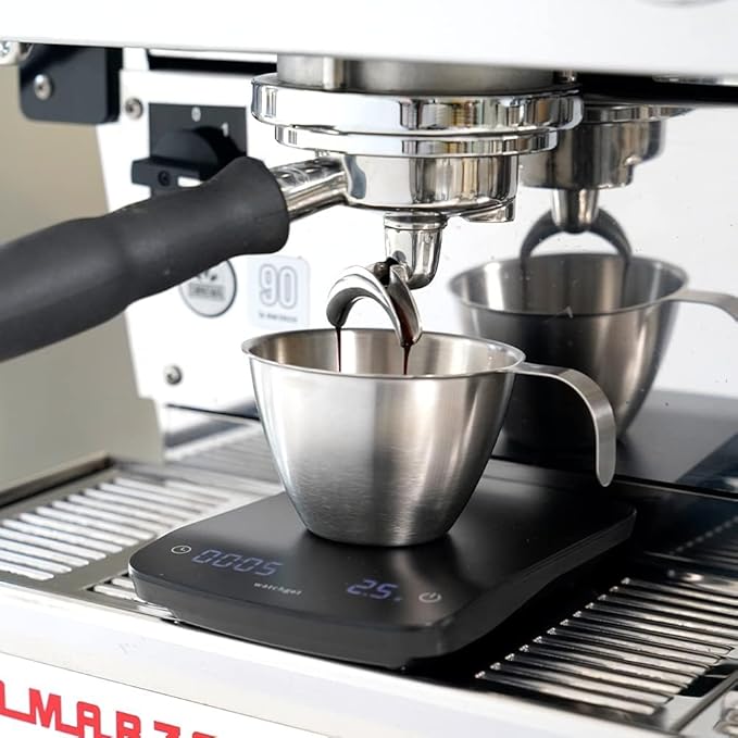 200ml watchget Stainless Steel Espresso Shot 6.8OZ Measuring Cup with Handle and Inside Scale for Coffee Milk Wine Liquid Measuring Espresso Accessories