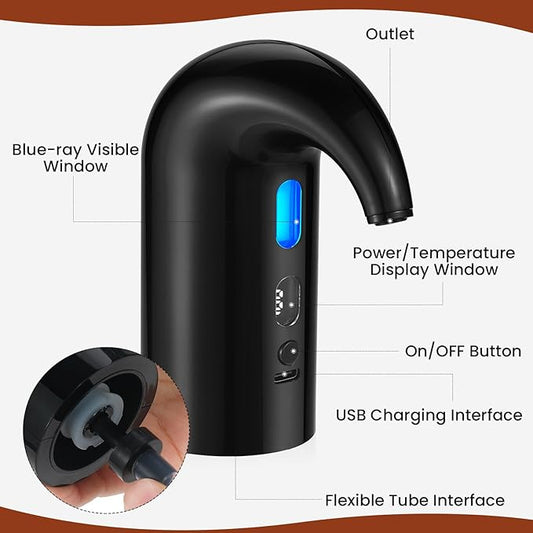 Electric Wine Aerator, Decanter & Dispenser – USB Rechargeable, Gift for Christmas, Housewarming, Birthday, Wedding, Anniversary, and Retirement, Ideal for Wine Lovers, Men and Women