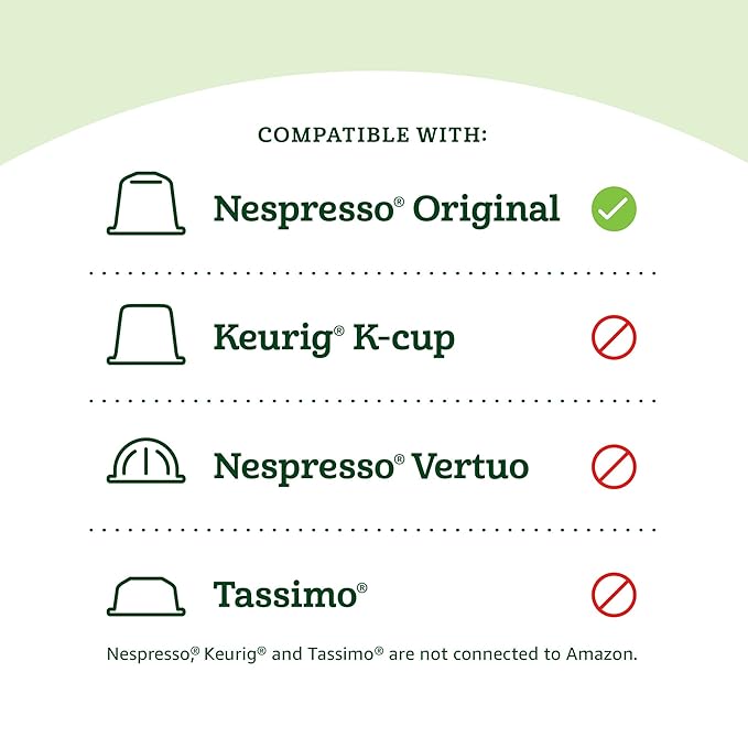 Amazon Fresh Espresso Decaffeinato Dark Roast Aluminum Capsules, Compatible with Nespresso Original Brewers, Intensity 9/13, 50 Count (5 Packs of 10)