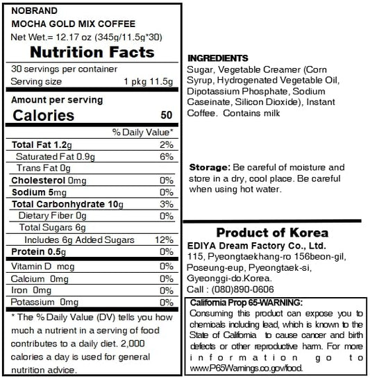 LENITH Korean Mocha Gold Mix Coffee 30 Sticks Instant Coffee Mix Home Cafe Sweet Coffee (0.4oz * 30 Sticks) Total 12.16oz
