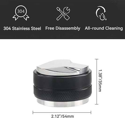 54mm Espresso Accessories Kit 2-in-1 Coffee Distributor and Tamper Leveler, WDT Tool and Magnetic Dosing Funnel for 54 mm Portafilters