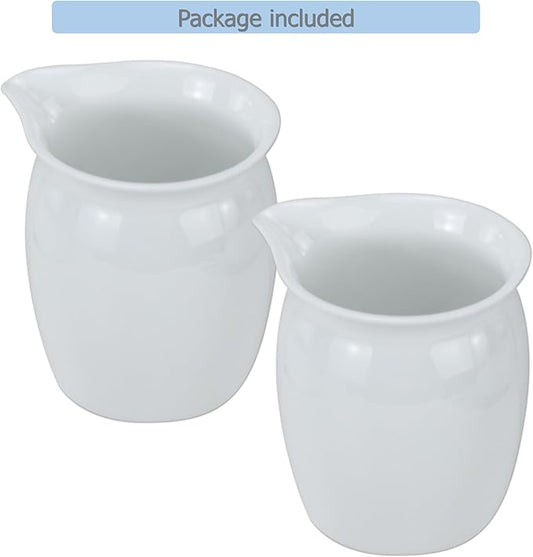 EIKS 2 Pack Ceramic Creamers Pitchers for Serving Coffee Tea Milk Salad Sauce Jam Maple Syrup, Capacity 6oz(200ml)