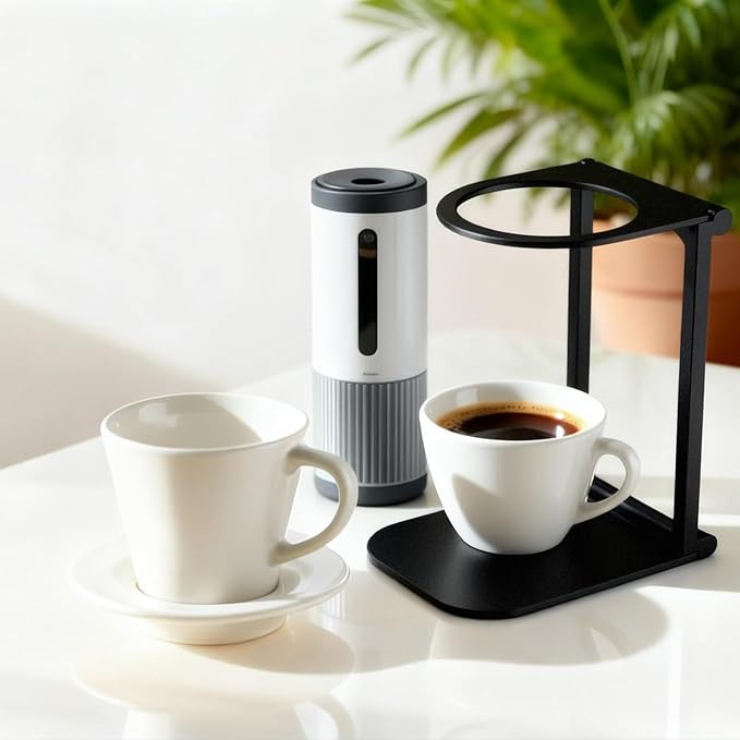 Diakey Portable Coffee Maker Stand, Foldable Aluminum Pour Over Coffee Dripper Holder for Espresso Machines, Compact for Camping & Home Use, 1 Pack Black