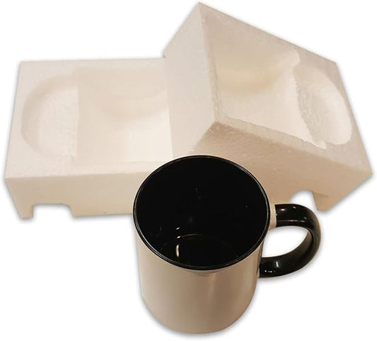 owndis Mug 36-Piece Double Sublimation Coated Ceramic Mugs, 11 Oz, Blank All White and Black with Black Handle-Case of 36-Black