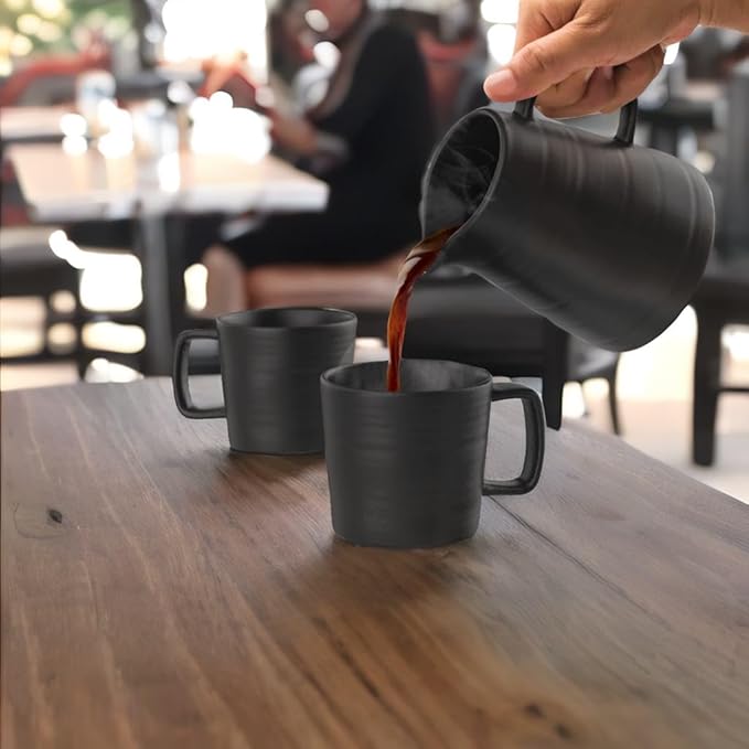 Francois et Mimi Pour Over Drip Coffee Maker Gift Set with Two Coffee Mugs, Non-Electric Pour Over Coffee Dripper, Easy Manual Brew Maker, Dishwasher and Microwave Safe, Filters not included (Black)