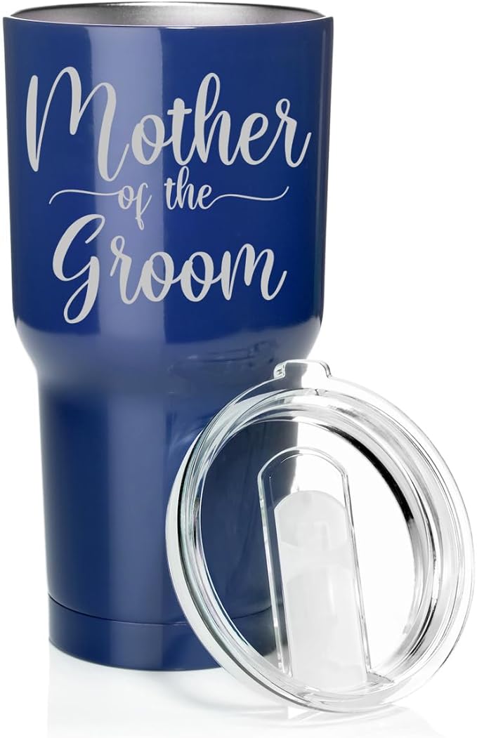 Smooth Body Tumbler Stainless Steel Vacuum Insulated Travel Mug Cup Gift Mother Of The Groom (Blue, 30 oz)