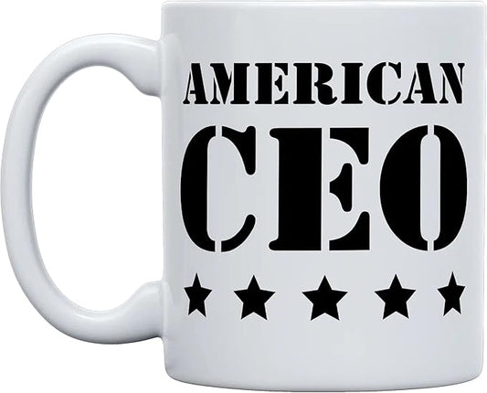 THE CEO Stylish Coffee Mug for Coffee Lovers - Premium Boss Mug with Gloss Finish - Premium Ceramic, Microwave Safe, 11oz Gift Mugs - Five Star American CEO (White)