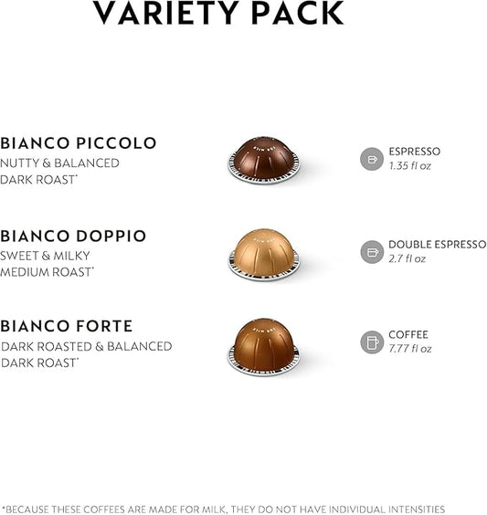 Nespresso Capsules Vertuo, Bianco Variety Pack, 30-Count Coffee Pods