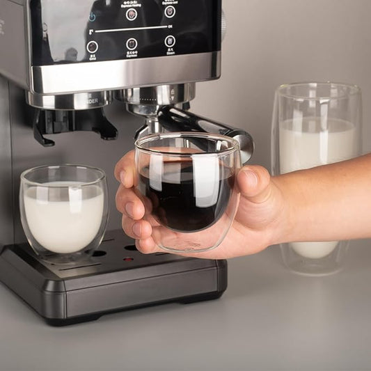 5.5oz Glass Coffee Mugs Set of 2, Double Walled Espresso Cups for Latte Cappuccino Cocoa Milk Cafe Juice, Clear Glass Tea Cup Set Glassware Gift for Christmas Birthday (5.5oz-4Pack)
