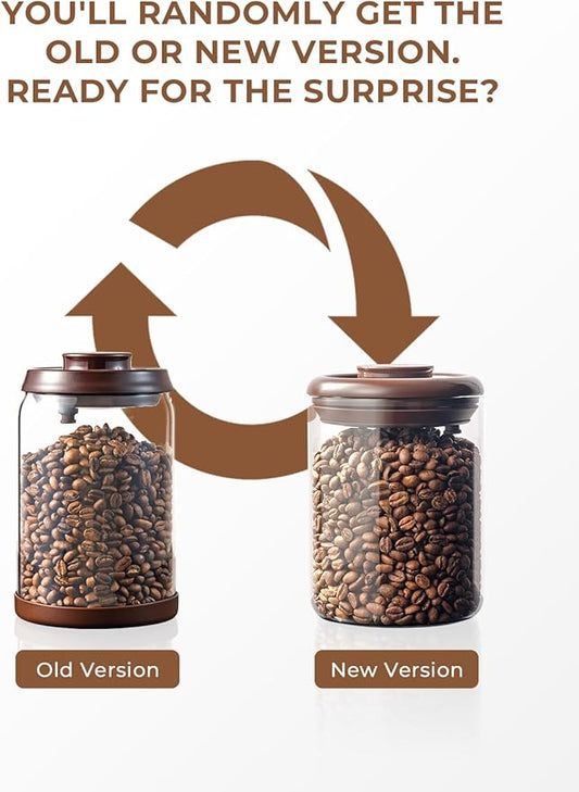 Glass Coffee Container - 900ml x 2 Pop Top Coffee Storage Airtight Canister, Large Ground Coffee Containers Coffee Jars with Lids