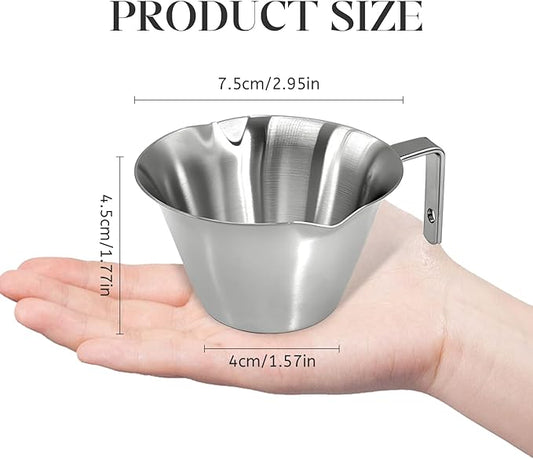 1 Pcs Stainless Steel Espresso Cups with Handle, V-Shaped Double Spout & Dual Scale, 3.4OZ/100ML Precision Measuring Shot Glasses (Silver)