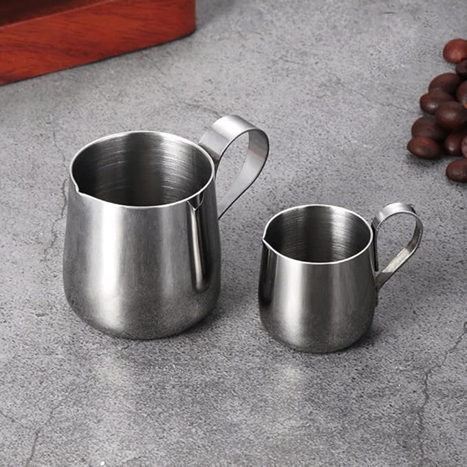 Sizikato 6 Pcs Stainless Steel Creamer Pitcher, 1 Oz Mini Espresso Latte Art Serving Pitcher