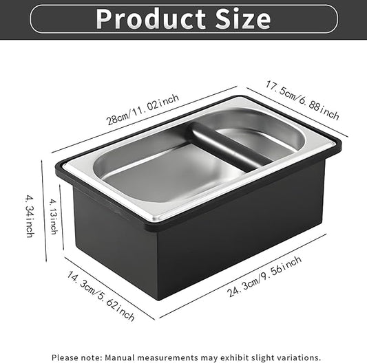 Espresso Knock Box,Large capacity Stainless Steel coffee knock box,espresso grounds knock box Suitable for use in cafés and homes(10.94 x 6.88 x 4.25 inch)