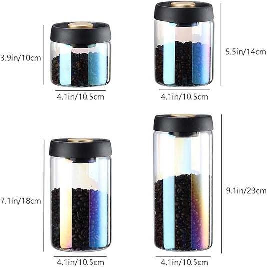 Colorful Coffee Vacuum Container Jars, Food Coffee Bean Storage Containers with Lids Airtight, Manual Vacuum Extraction Sealed Tank (Colorful, 1800, Milliliters)