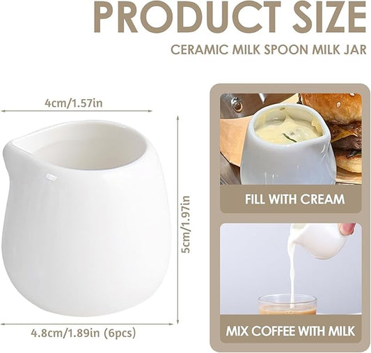 6 PCS Mini Cream Jugs, 50ml Mini Cream Pitcher, Small Creamer for Milk, Coffee, Tea, Jam, Sauces