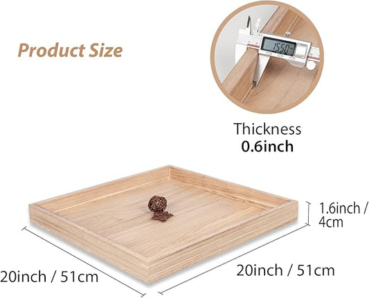 Ottoman Tray for Coffee Table Living Room Wood Serving Tray Large Wooden Square 20 Inches Rustic Torched