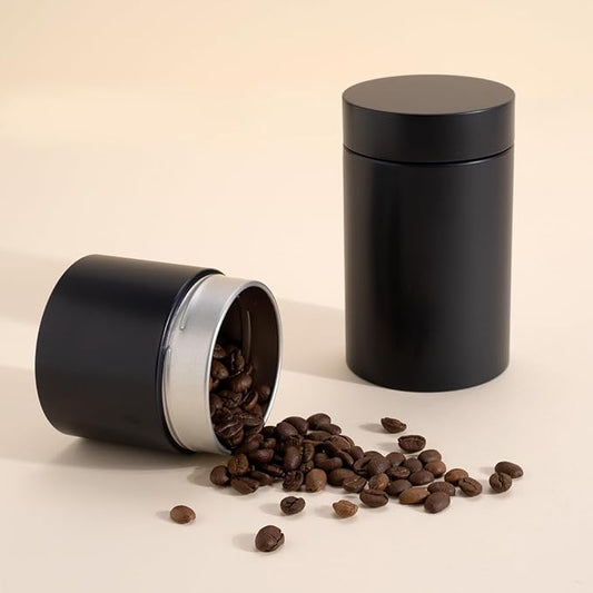 3 Packs Tea Tin Canister for Loose Tea Metal Tea Canister 9 oz 15 oz Round Tin Can for Coffee Beans Tea Container for Kitchen Storage Sugar Matcha Spice Powder (Black, L_2.95x4.92)
