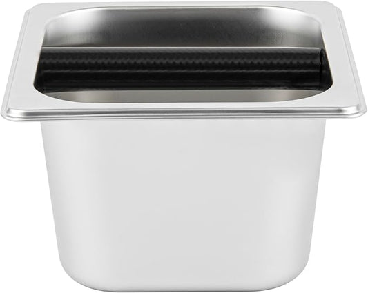 Restaurantware Restpresso 6.9 x 6.4 x 4 Inch Knock Box 1 Deep Tamp Box - Built-In Knock Bar Dishwashable Stainless Steel Barista Knock Box Durable For Coffee And Espresso Grounds