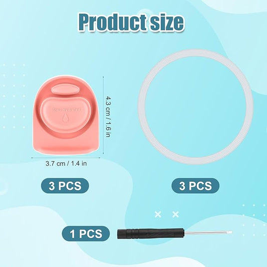 3pcs Bottle O Seal Ring & 3pcs Gasket Replacement Stopper for Owala FreeSip Cap, Silicone Water Bottle Plug Stopper BPA Free Top Lid Mouth Parts Compatible with Owala FreeSip 24oz 32oz