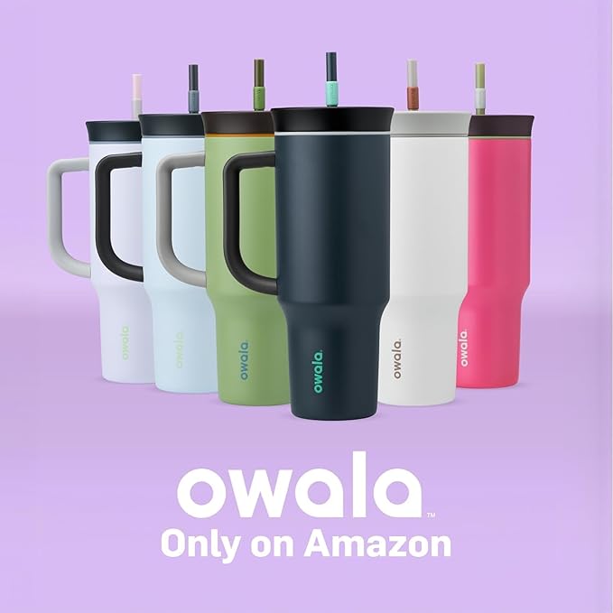Owala Stainless Steel Triple Layer Insulated Travel Tumbler with Spill Resistant Lid, Straw, and Carry Handle, BPA Free, 40 oz, Orange (Tropical) (Pack of 6)
