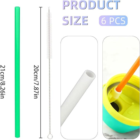 Replacement Straw for Owala Water Bottle 24 oz 32 oz, 6PCS Reusable Plastic Straws Compatible With Owala Water Bottle,BPA-FREE Straws and 1 Cleaner Brush