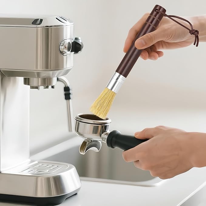 Coffee Grinder Cleaning Brush, Espresso Machine Brush Cleaner Tool with Wooden Handle and Natural Bristles for Barista Home Kitchen