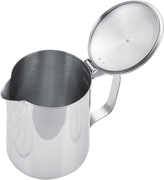 DEWIN Milk Frothing Pitcher, 20oz/600ml Stainless Steel Steaming Pitcher Barista Milk Frother Cup Jug for Espresso Machine Coffee Cappuccino Latte Art - Silver