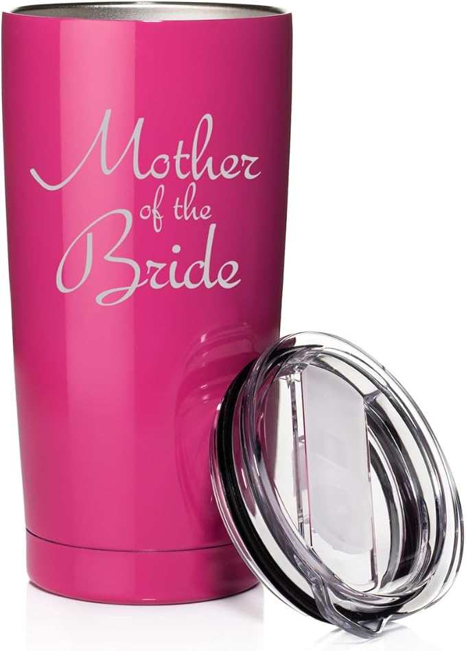 Smooth Body Tumbler Stainless Steel Vacuum Insulated Travel Mug Cup Gift Mother Of The Bride (Hot Pink, 20 oz)