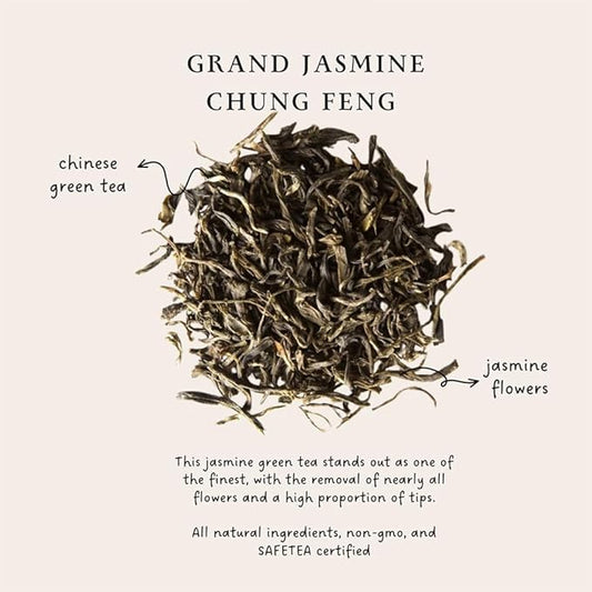 Palais des Thés - Grand Jasmine Chun Feng - Jasmine Green Tea - Premium Loose Leaf, Serves 20-25 Cups - 3.5oz Tin