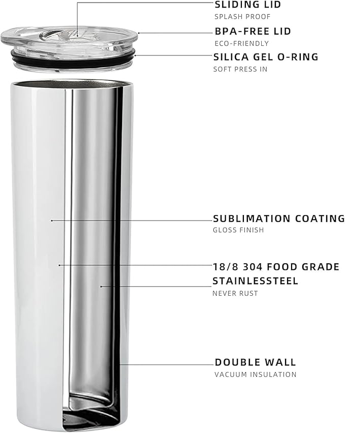 Pharmacy Skinny 20oz Personalized Tumbler, Sublimated Tumbler for PharmD With Lid, Stainless Steel Birthday Mug With Lid for Future Pharmacist, Gift for Office, Vacuum Insulated Gift for Retired Pharm