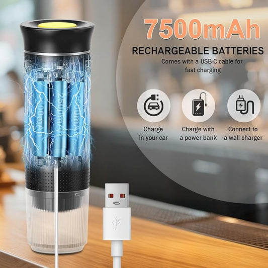 Portable Battery Espresso Coffee Maker for Travel - 20 bar Mini Car Espresso Machines, 3-in-1 Self-Heating Electric Espresso Maker, USB-C Ground Coffee & Capsule Pod(Ns&DG) RV, Hiking, Office