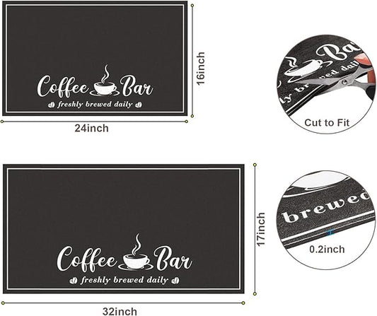 Absorbent Coffee Mat, Fashion Dish Drying Mat for Kitchen Counter Coffee Bar Accessories Espresso Machine Dish Rack 17" x 32" Black
