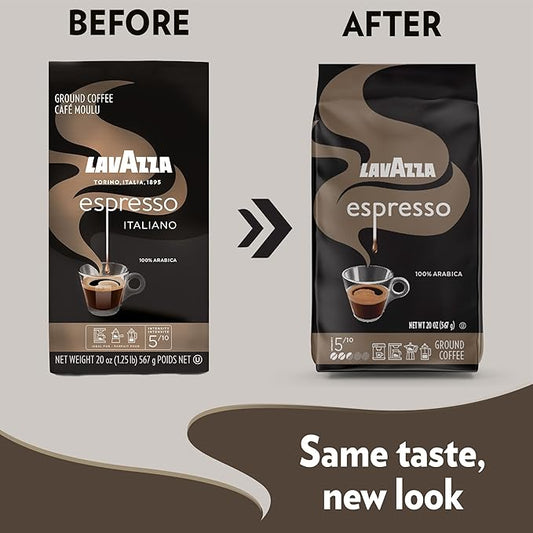 Lavazza Espresso Ground Coffee, Medium Roast, 100% Arabica, 20 oz Bag (Pack of 1)