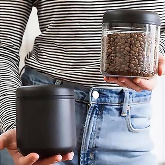 Fellow Atmos Vacuum Sealed Airtight Coffee/Tea Canister Set - 0.4L/0.7L/1.2L Coffee Bean Storage Jar/Tank for Home & Kitchen(Black 0.7L)