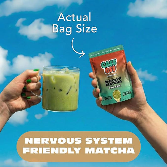 Caff Off Decaf Chai Matcha Green Tea Powder From Japan – 1.06 oz / 30 g – With Real Ground Chai Adaptogen - Ceremonial Grade & Sugar-Free – No Fillers or Milk Powders – Naturally Decaffeinated Without Chemicals – Tested for Heavy Metals – First Harvest...