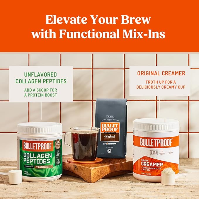 Bulletproof Original Medium Roast Whole Bean Decaf Coffee, 12 Ounces, Coffee Tested for Toxins, Packaging May Vary