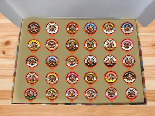 Crazy Cups Deluxe Holiday Flavored Coffee Gift Box, Assorted Flavored Coffee for Keurig K-Cups Machines, Medium Roast Coffee in Recyclable Pods, 30 Count…