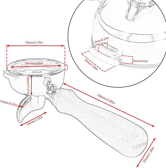 DIBTSA 58mm Portafilter Single Spout 2 Ears Compatible with E61 Group Head, Flair 58, ECM, Rocket, Sanremo, Synesso, Slayer, Espresso Machine Parts