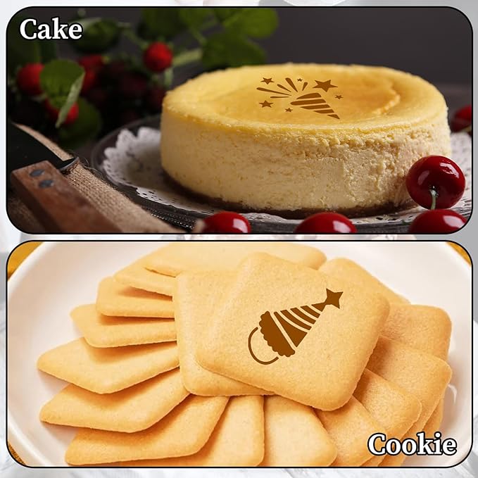 20Pcs Bread Stencils for Sourdough, Birthday Cake Stencils Mold Set for Bakery Supplies, Reusable Coffee Stencil Happy Birthday Stencil for Coffee Decorations, Painting Mold Tools, Dessert