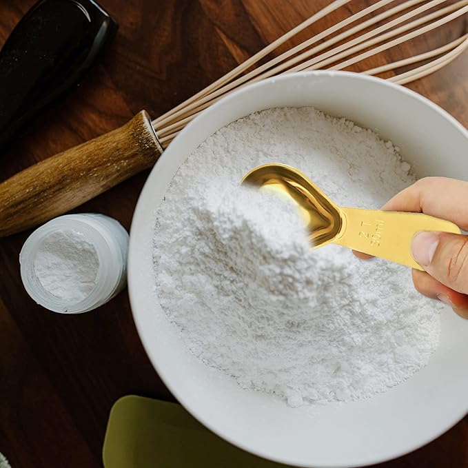 2 Pieces Stainless Steel Coffee Scoops Set(1 Tbsp,2 Tbsp) Durable Coffee Spoons with Ergonomic Handle Measuring Tablespoon for Canisters Tea Sugar Ground Coffee Whole Bean Milk Powder Flour (Golden)