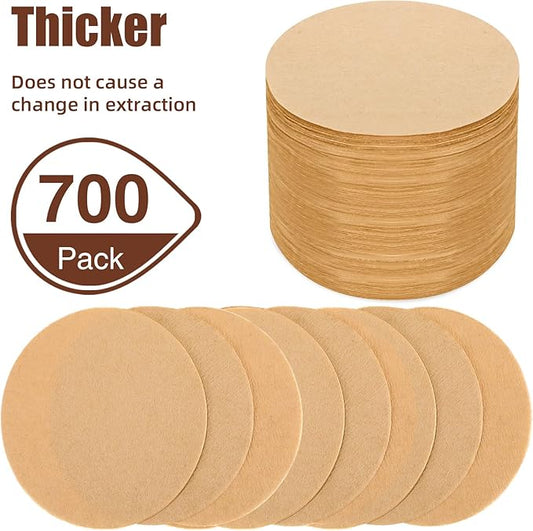 Outus 2 Pack 700 Count Coffee Filter Paper Replacement Filters with Filter Holder Round Disposable Paper Filters for DIY Compatible with the Aeropress Coffee and Espresso Maker(Brown)