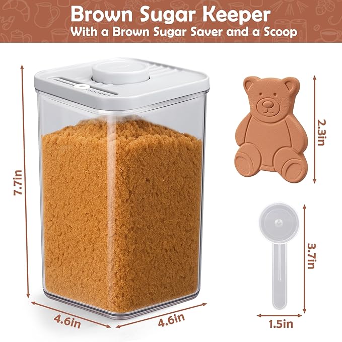 Mity rain Airtight Brown Sugar Container 2.7Qt/2600ml - Moisture-Proof Kitchen & Pantry Brown Sugar Keeper Container Airtight Saver Storage for Flour, Baking Supplies, Coffee with Locking Lid