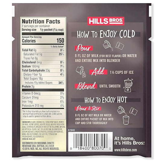 Hills Bros. Frappés Instant Drink Mix – Indulgent Café-Style Beverage – Gluten-Free, Kosher-Certified – Easy to Make Hot or Cold – Premium, Rich Taste, Gourmet Coffee Experience – Chocolate Espresso